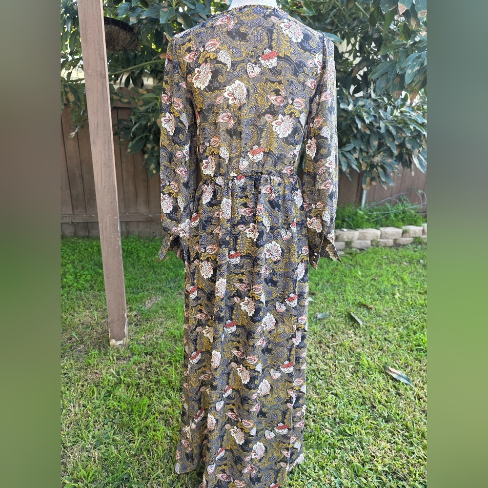 Mind Code Boho Paisley Long Sleeve Maxi Dress Size Small - Picture 5 of 8